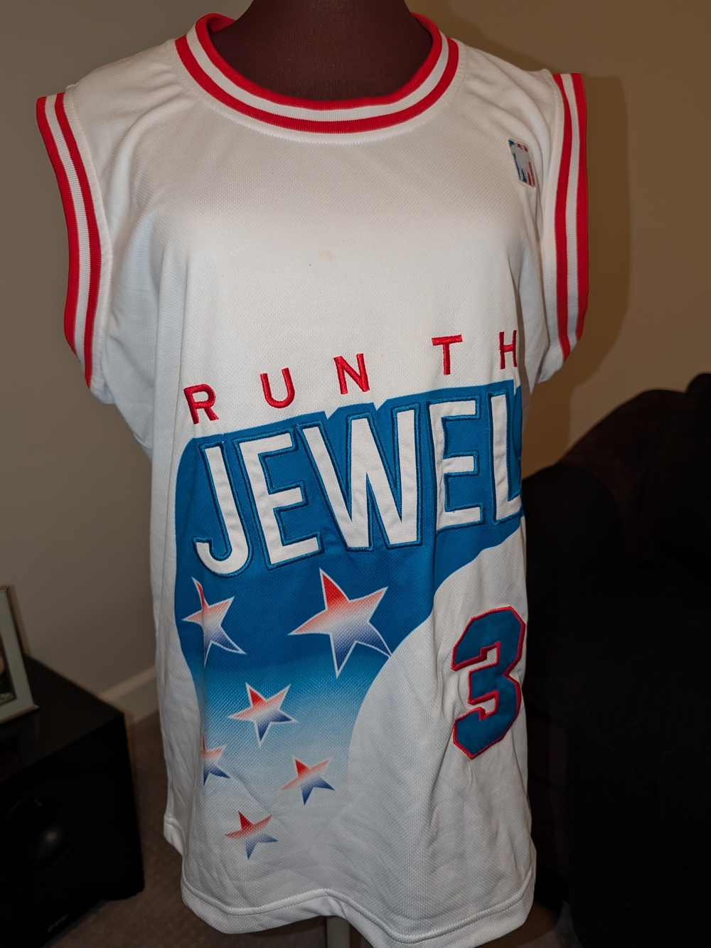 Run The Jewels White & Blue Basketball Jersey